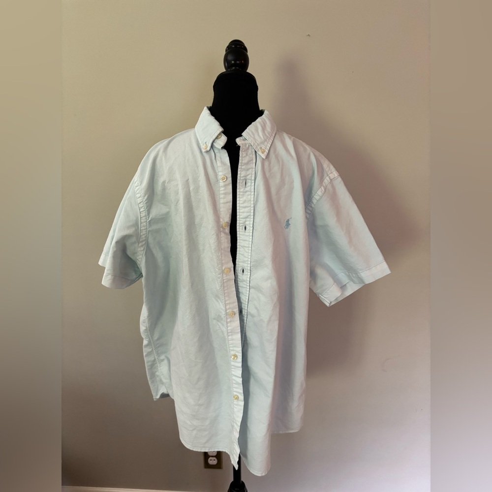 Polo Ralph Lauren classic fit casual short sleeve button down light blue size XL